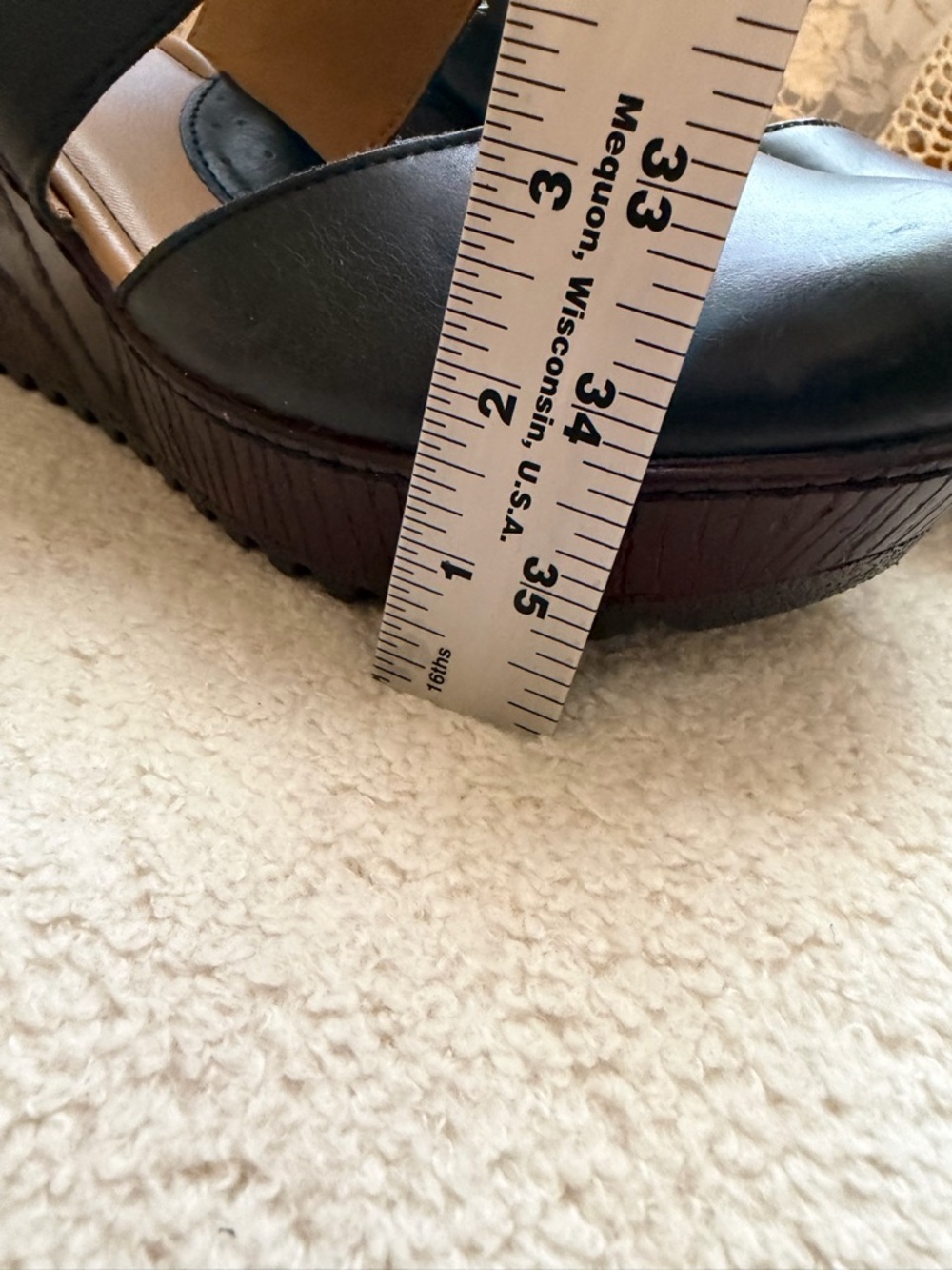 b.o.c. Black Leather Wedge Slingback Mary Jane - Picture 7 of 12